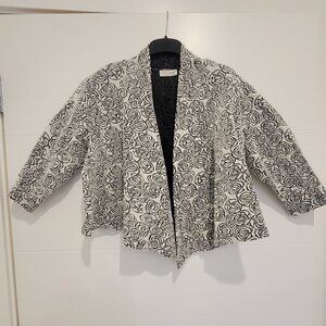White and black rose shrug style cropped jacket